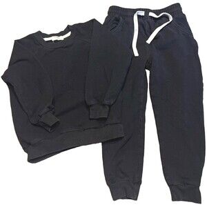 Blush Lotus Kids Organic Cotton Sweatshirt Jogger Set Black 4T